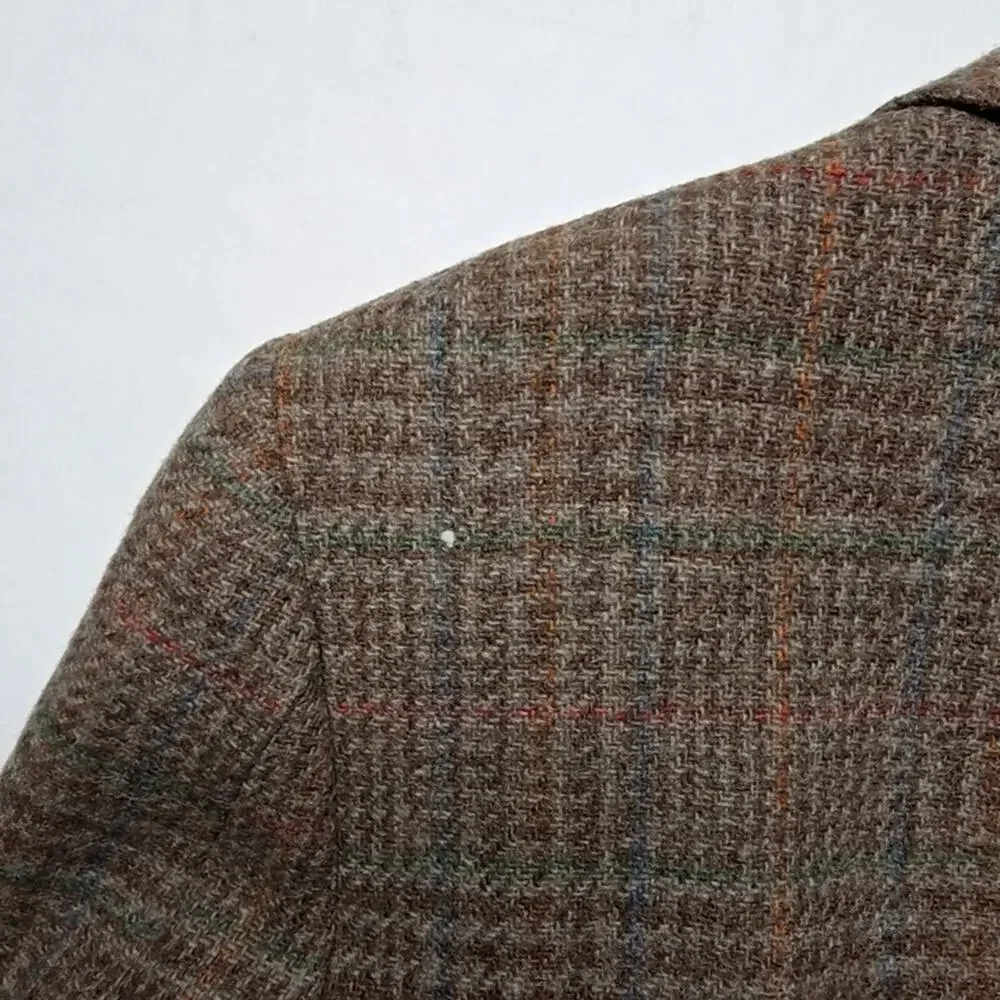 Vintage 911 Collection Wool Blazer Plaid Brown Mens Jacket 38R Classic